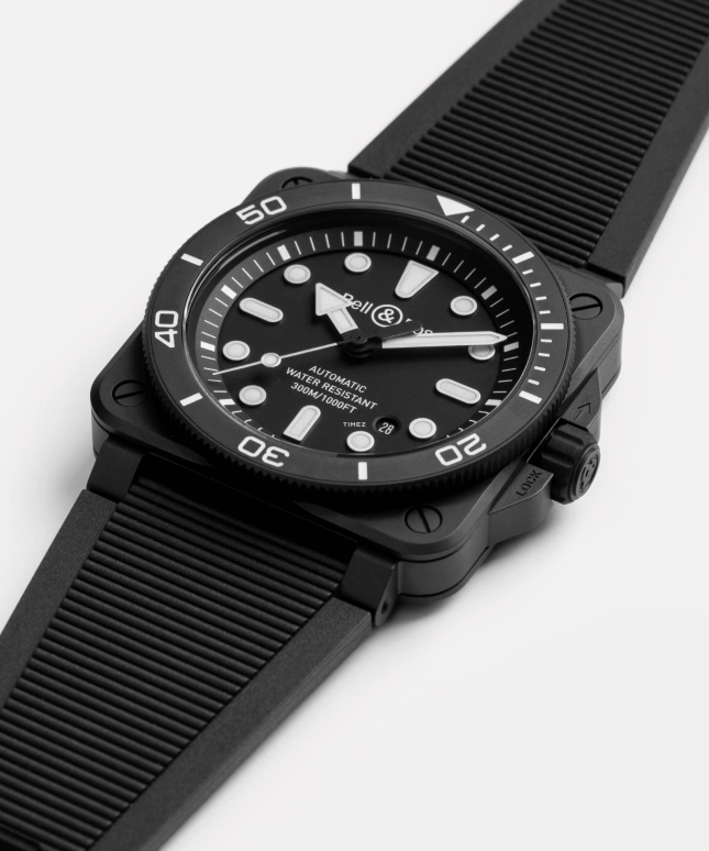 Bell & Ross,BR-03 Diver 42mm,42mm,Ceramic,Black,Automatic,Day,54hours,BR03A,BR03A-D-BL-CE/SRB