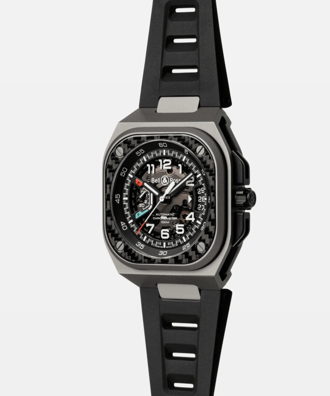 Bell & Ross,BR-X5 41mm,41mm,Titanium,Carbon,Black,Automatic,Day,Power Reserve Indicator,BRX5R,BRX5R-RAC-TI/SRB