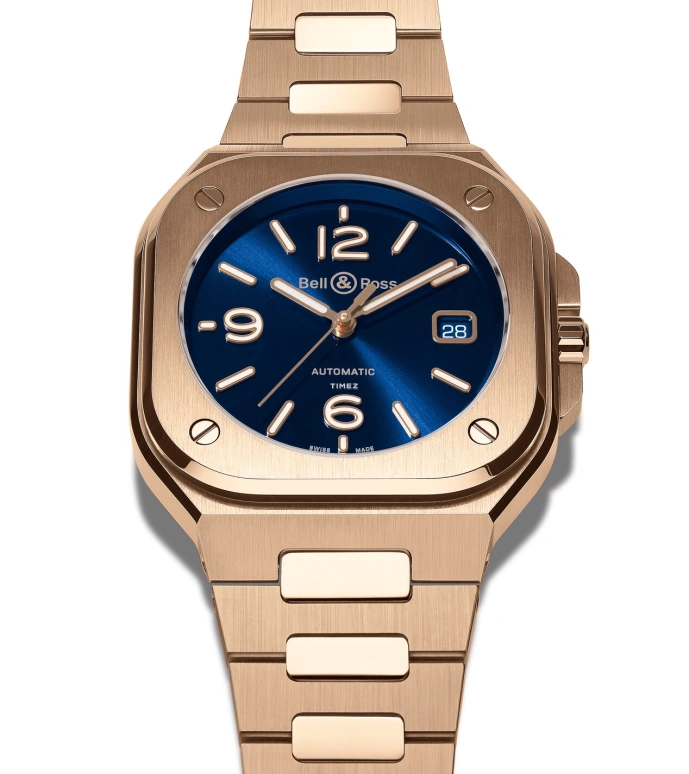 Bell & Ross,Instruments 40mm,40mm,Rose Gold,Blue,Automatic,Day,38hours,BR05A,BR05A-BLU-PG/SPG