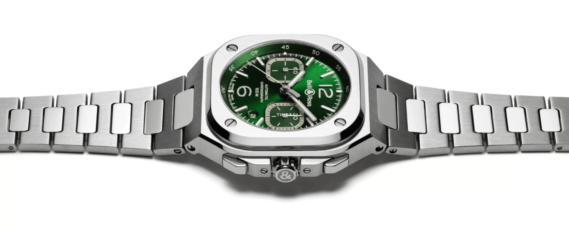 Bell & Ross,Urban 42mm,42mm,Stainless Steel,Green,Automatic,Chronograph,Day,BR05C,BR05C-GN-ST/SST
