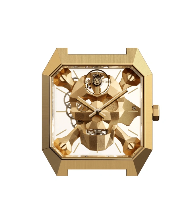 Bell & Ross,BR-01 Skull 45x46.70mm,45x46.70mm,Bronze,Gold,Skeleton,Handwound,Sapphire,Crystal Glass,Octagon,BR01,BR01-CSK-BR/SRB
