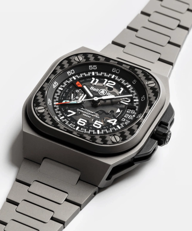 Bell & Ross,BR-X5 41mm,41mm,Titanium,Carbon,Black,Automatic,Day,Power Reserve Indicator,BRX5R,BRX5R-RAC-TI/STI