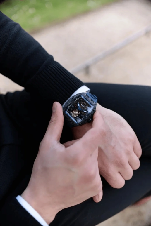Blackout Concept,XP1 44x52mm,44x52mm,Forged Carbon,Black,Skeleton,Handwound,Tourbillon,Sapphire,Tourbillon LT Blue