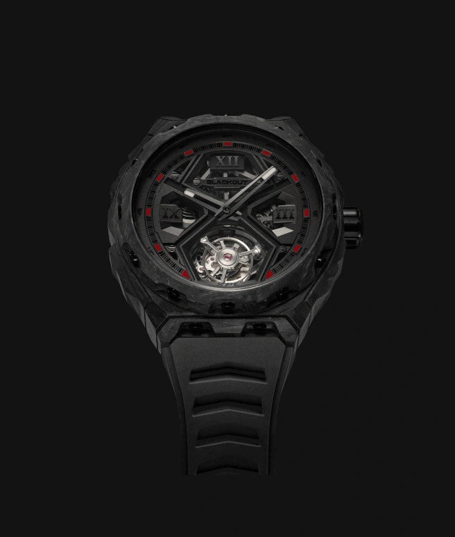 Blackout Concept,XPE 42.50mm,42.50mm,Forged Carbon,Black,Automatic,Tourbillon,Sapphire,Crystal Glass,XPE Tourbillon Black Red