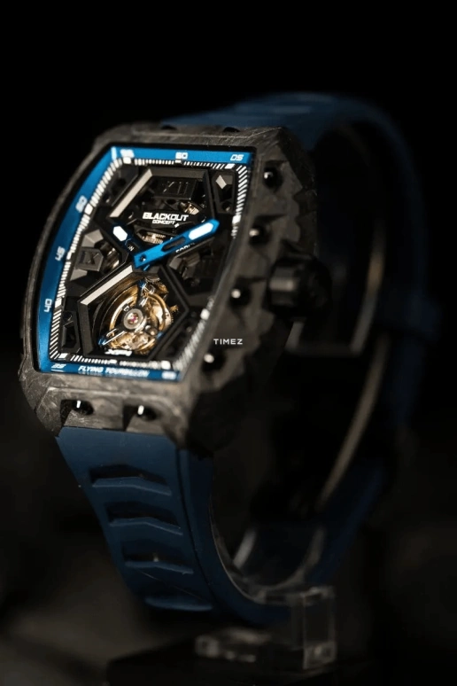 Blackout Concept,XP1 44x52mm,44x52mm,Forged Carbon,Black,Skeleton,Handwound,Tourbillon,Sapphire,Tourbillon LT Blue