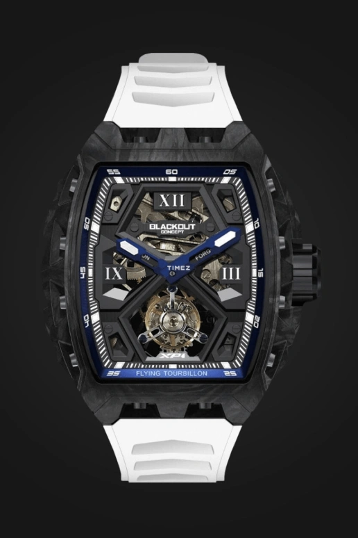 Blackout Concept,XP1 44x52mm,44x52mm,Forged Carbon,Black,Skeleton,Handwound,Tourbillon,Sapphire,Tourbillon LT Blue