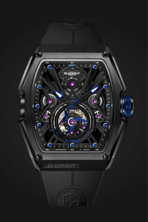 Blackout Concept,P-Series 44x53mm,44x53mm,Stainless Steel,Skeleton,Black,Automatic,42hours,Sapphire,P,P-One B