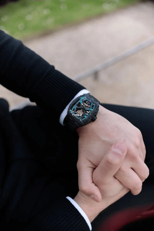 Blackout Concept,XP1 44x52mm,44x52mm,Forged Carbon,Black,Blue,Skeleton,Handwound,Tourbillon,Sapphire,Tourbillon LT Frozen Blue