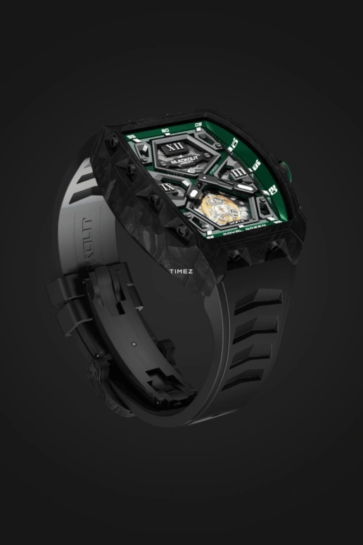 Blackout Concept,XP1 44x52mm,44x52mm,Forged Carbon,Green,Black,Skeleton,Handwound,Tourbillon,Sapphire,Crystal Glass,Tourbillon-Royal Green