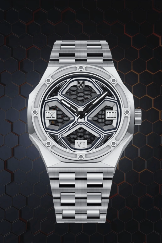 Blackout Concept,ETERNAL 41mm,41mm,Stainless Steel,Skeleton,Silver,Grey,Automatic,41hours,Sapphire,Aria