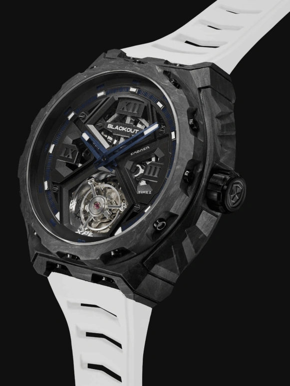 Blackout Concept,XPE 42.50mm,42.50mm,Forged Carbon,Black,Automatic,Tourbillon,Sapphire,Crystal Glass,XPE Tourbillon Blue