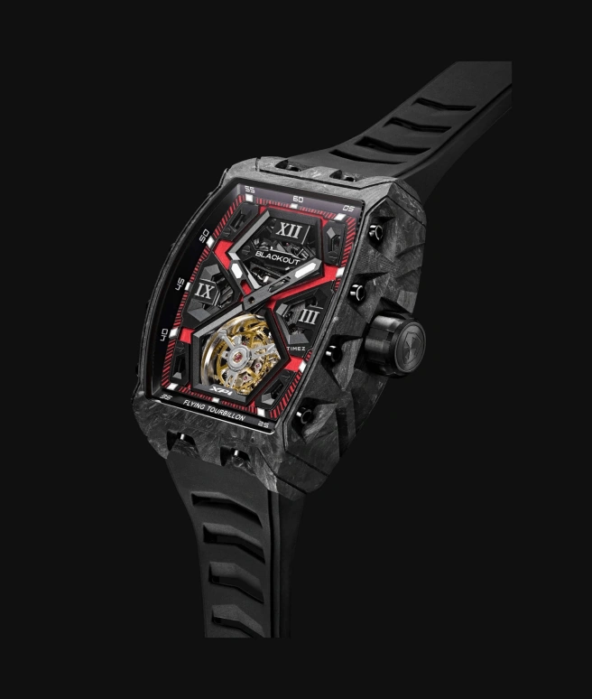 Blackout Concept,XP1 44x52mm,44x52mm,Forged Carbon,Black,Red,Handwound,Tourbillon,Sapphire,Tourbillon LT Red
