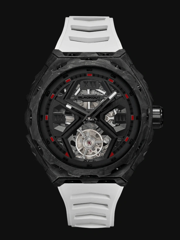 Blackout Concept,XPE 42.50mm,42.50mm,Forged Carbon,Black,Automatic,Tourbillon,Sapphire,Crystal Glass,XPE Tourbillon Black Red