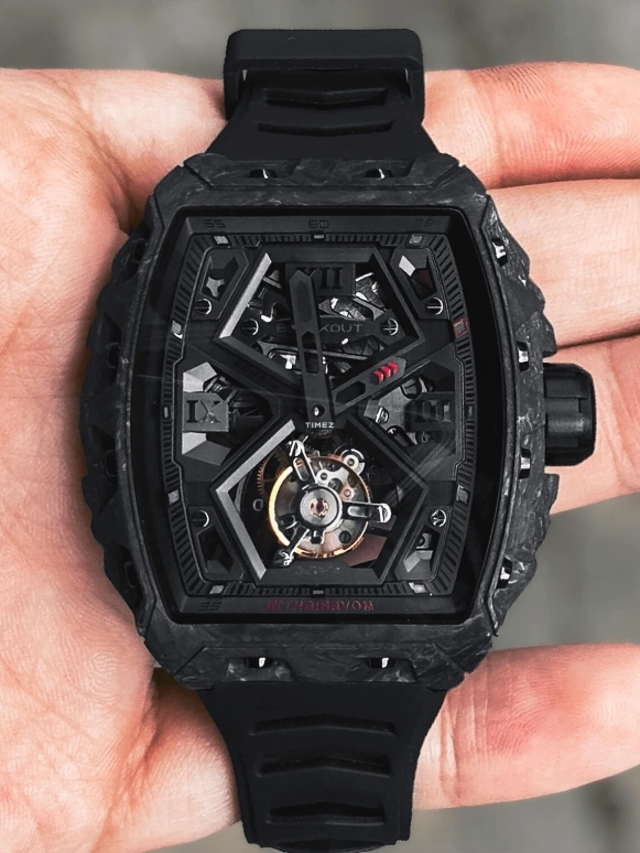 Blackout Concept,XP1 44x52mm,44x52mm,Forged Carbon,Black,Handwound,Tourbillon,Sapphire,Tourbillon Romain Monti
