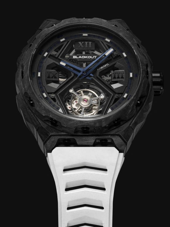 Blackout Concept,XPE 42.50mm,42.50mm,Forged Carbon,Black,Automatic,Tourbillon,Sapphire,Crystal Glass,XPE Tourbillon Blue