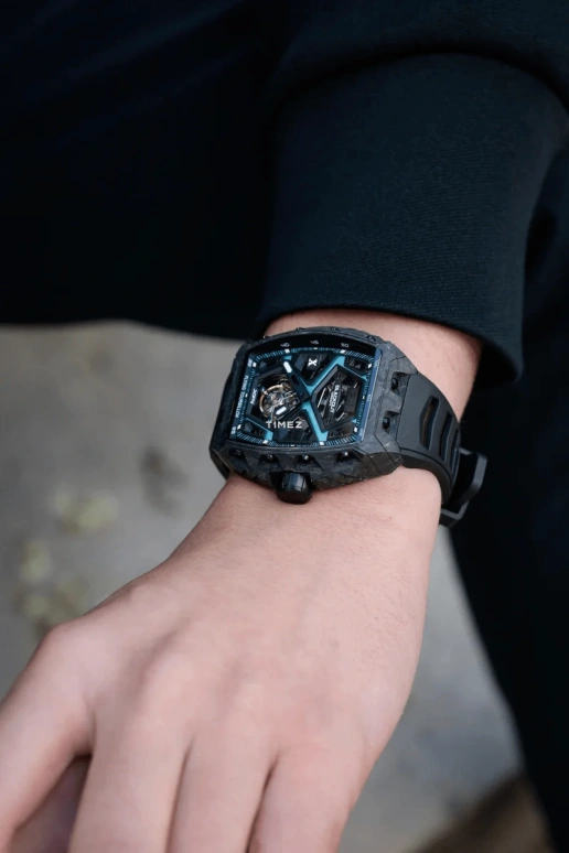 Blackout Concept,XP1 44x52mm,44x52mm,Forged Carbon,Black,Blue,Skeleton,Handwound,Tourbillon,Sapphire,Tourbillon LT Frozen Blue