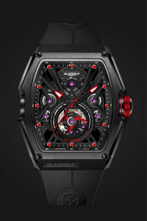 Blackout Concept,P-Series 44x53mm,44x53mm,Stainless Steel,Black,Skeleton,Automatic,42hours,Sapphire,P,P-One R