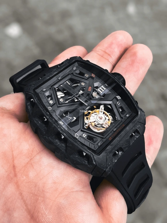 Blackout Concept,XP1 44x52mm,44x52mm,Forged Carbon,Black,Handwound,Tourbillon,Sapphire,Tourbillon Romain Monti