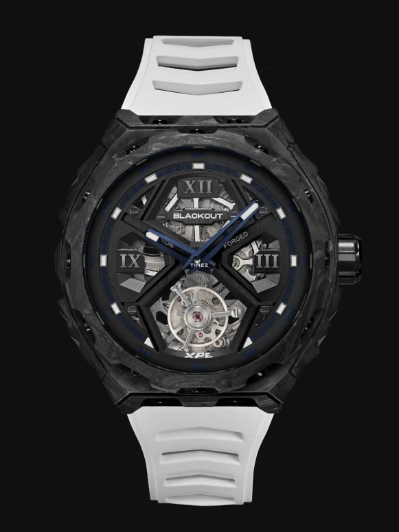 Blackout Concept,XPE 42.50mm,42.50mm,Forged Carbon,Black,Automatic,Tourbillon,Sapphire,Crystal Glass,XPE Tourbillon Blue