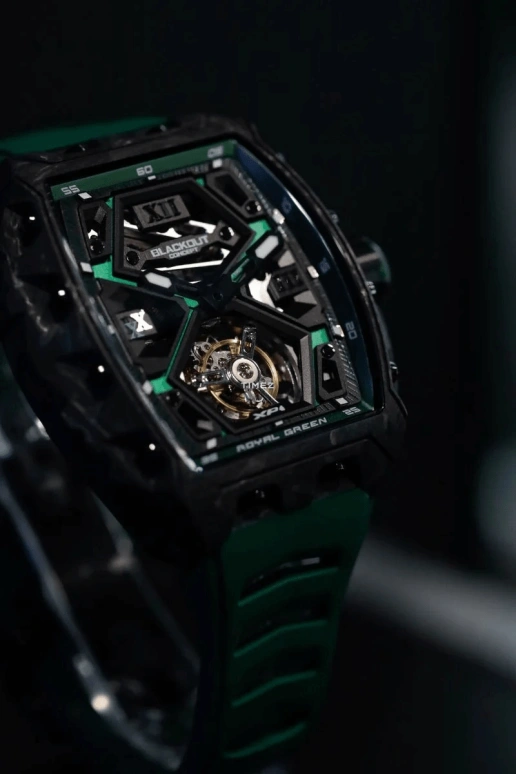 Blackout Concept,XP1 44x52mm,44x52mm,Forged Carbon,Green,Black,Skeleton,Handwound,Tourbillon,Sapphire,Crystal Glass,Tourbillon-Royal Green