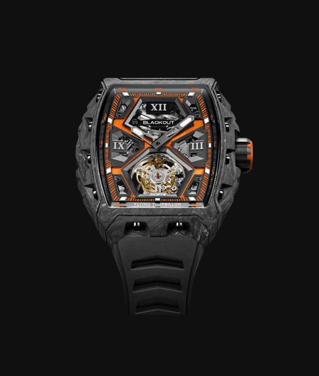 Blackout Concept,XP1 44x52mm,44x52mm,Forged Carbon,Orange,Black,Handwound,Tourbillon,Sapphire,Crystal Glass,Tourbillon Orange Racing
