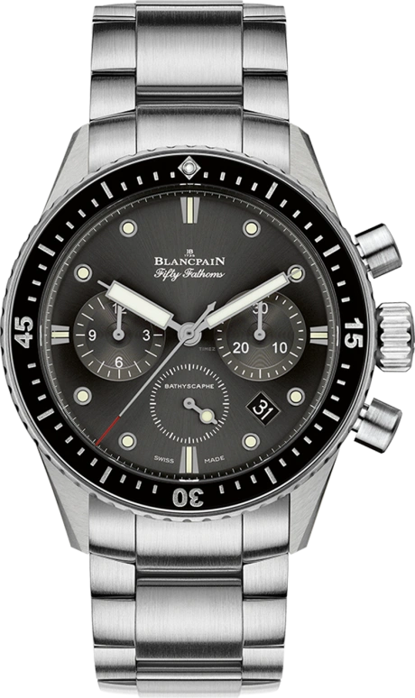 Blancpain,Fifty Fathoms 43mm,43mm,Stainless Steel,Black,Automatic,50hours,In-house Caliber,5200,5200-1110-71S