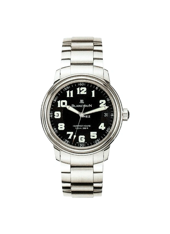 Blancpain,Léman 38mm,38mm,Stainless Steel,Black,Automatic,Day,100hours,2100,2100-1130-M