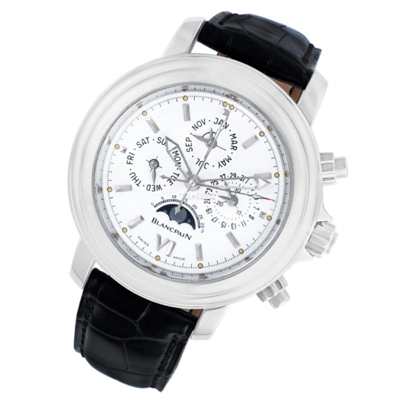 Blancpain,Le Brassus 42mm,42mm,Platinum,Silver White,Automatic,Chronograph,Moonphase,Perpetual Calendar,Month,In-house Caliber,Sapphire,Crystal Glass,1735,1735-3442-55