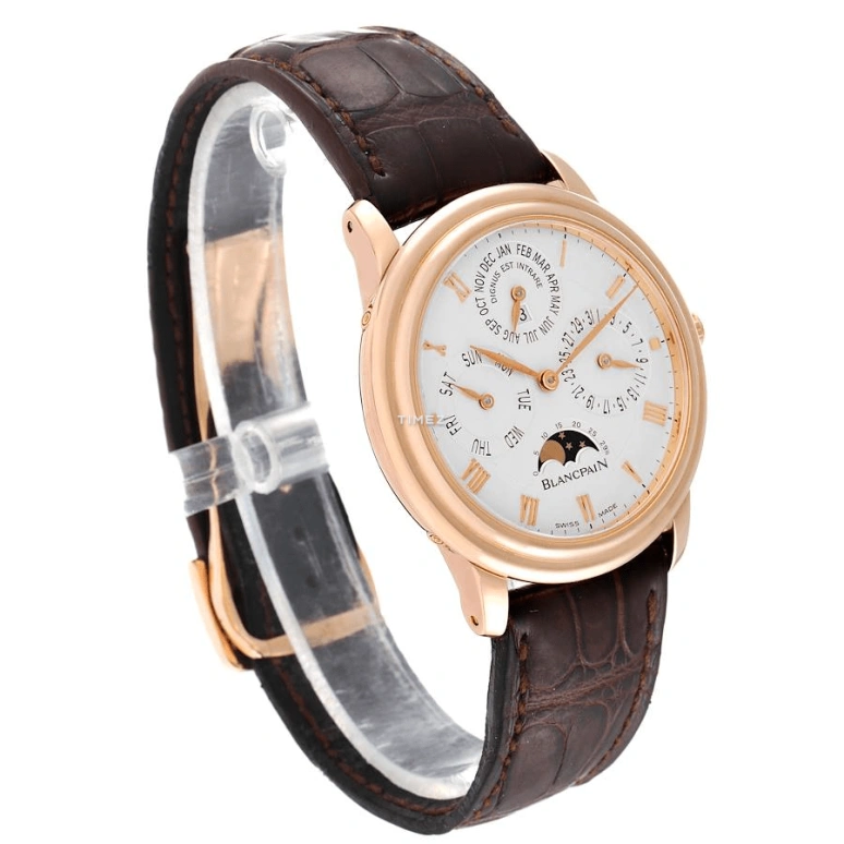 Blancpain,Villeret 38mm,38mm,Rose Gold,White,Automatic,Moonphase,Perpetual Calendar,Annual Calendar,Month,Sapphire,Crystal Glass,Round,6056,6056-3642A-55