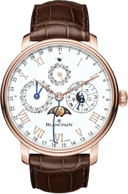 Blancpain,Villeret 45mm,45mm,Rose Gold,White,Automatic,168hours,In-house Caliber,0888F,0888F-3631-55B