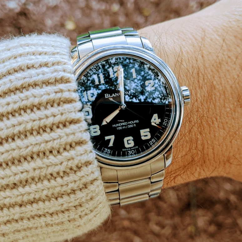 Blancpain,Léman 38mm,38mm,Stainless Steel,Black,Automatic,Day,100hours,2100,2100-1130-M