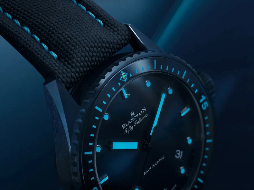 Blancpain,Fifty Fathoms 43.60mm,43.60mm,Ceramic,Blue,Automatic,Day,120hours,5000A 0640 O52A