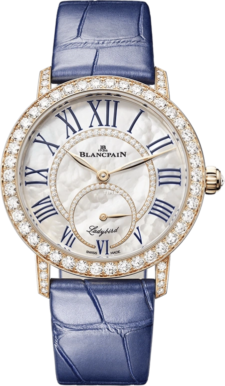 Blancpain,Ladybird 34.90mm,34.90mm,Red Gold,White,Automatic,Sapphire,Round,3661B,3661B-2954-55B