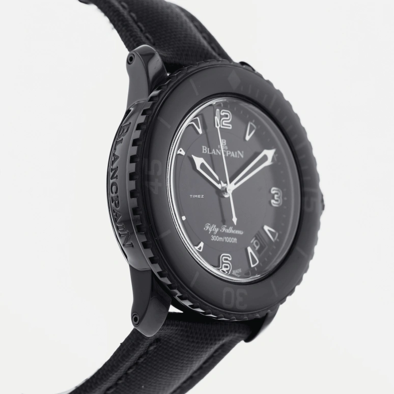 Blancpain,Fifty Fathoms 45mm,45mm,Ceramic,Black,Automatic,Day,Anti-magnetic,5015,5015-11C30-52A