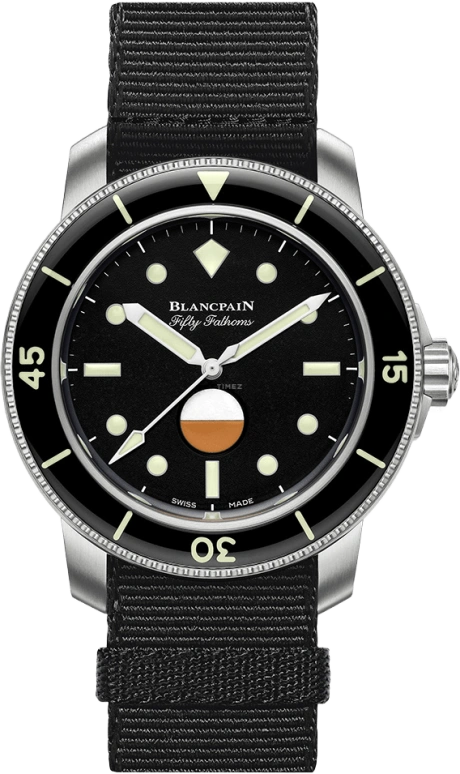 Blancpain,Fifty Fathoms 40.30mm,40.30mm,Stainless Steel,Black,Automatic,100hours,In-house Caliber,5008,5008-11B30-NABA