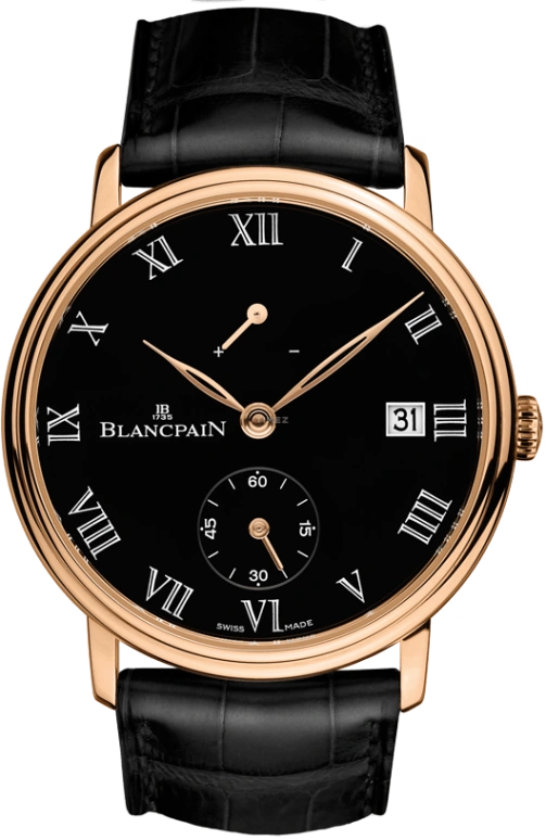 Blancpain,Villeret 42mm,42mm,Red Gold,Black,Handwound,Date,Power Reserve Indicator,6614,6614-3637-55B