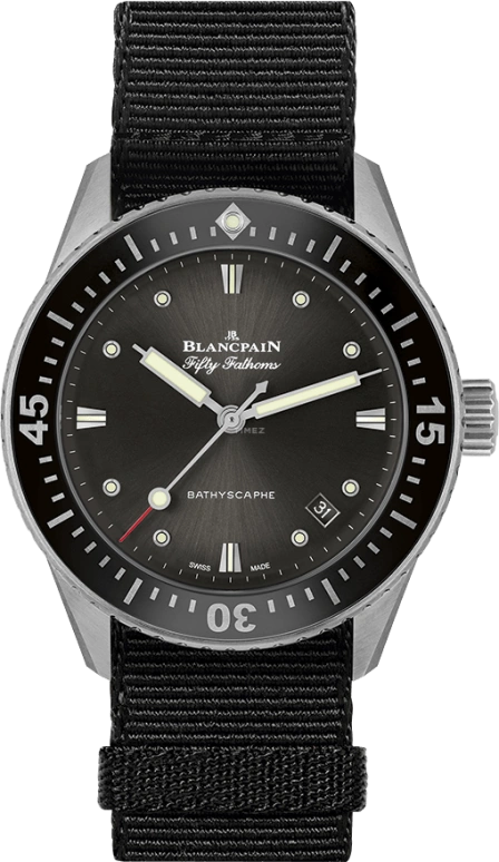 Blancpain,Fifty Fathoms 38mm,38mm,Stainless Steel,Grey,Automatic,Date,100hours,5100B,5100B-1110-NABA