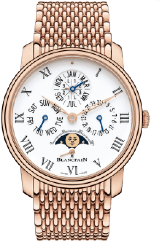 Blancpain,Villeret 42mm,42mm,Red Gold,White,Handwound,Moonphase,Date,Power Reserve Indicator,6659,6659-3631-MMB