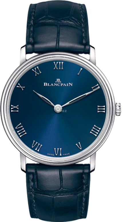 Blancpain,Villeret 39.70mm,39.70mm,Platinum,Blue,In-house Caliber,Sapphire,Crystal Glass,6605,6605-3440-55A