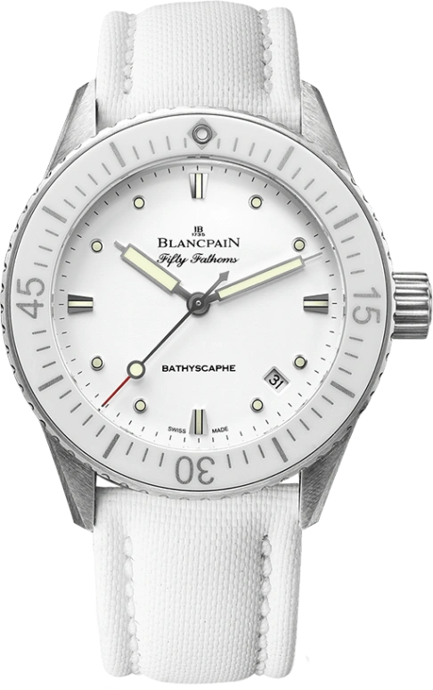 Blancpain,Fifty Fathoms 38mm,38mm,Stainless Steel,White,Automatic,Date,100hours,5100,5100-1127-W52A