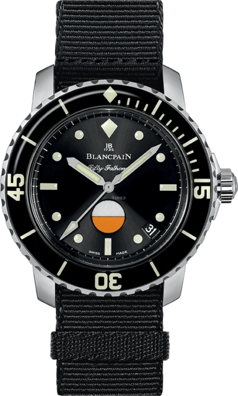 Blancpain,Fifty Fathoms 40.30mm,40.30mm,Stainless Steel,Black,Automatic,Date,100hours,5008,5008-1130-NABA