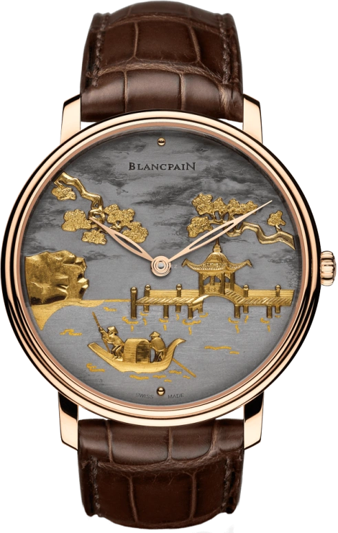 Blancpain,Villeret 45mm,45mm,Red Gold,Grey,Handwound,40hours,In-house Caliber,6615,6615-3612-55B