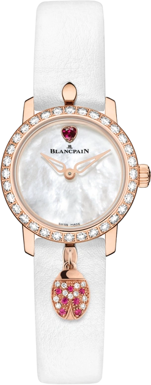 Blancpain,Ladybird 21.50mm,21.50mm,Red Gold,White,Automatic,38hours,In-house Caliber,0063D,0063D-2954-63A