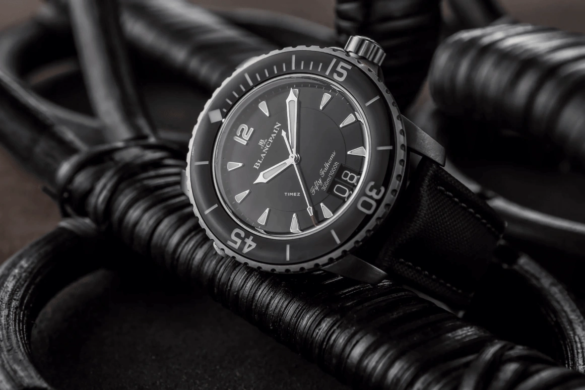 Blancpain,Fifty Fathoms 45mm,45mm,Titanium,Black,Automatic,Big Date,120hours,5050,5050-12B30-B52B