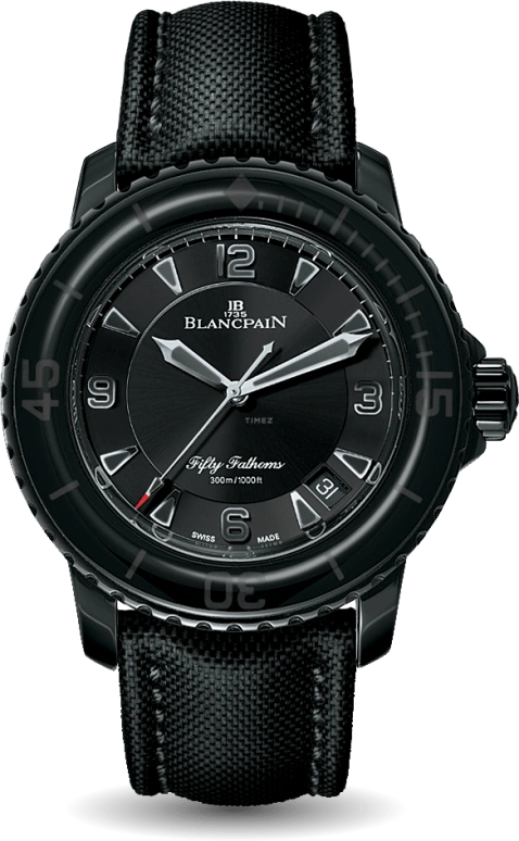 Blancpain,Fifty Fathoms 45mm,45mm,Ceramic,Black,Automatic,Day,Anti-magnetic,5015,5015-11C30-52A