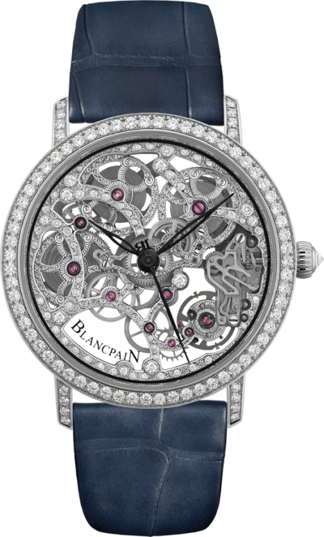Blancpain,Villeret 38mm,38mm,White Gold,Skeleton,Handwound,192hours,In-house Caliber,6633,6633-1900-55B