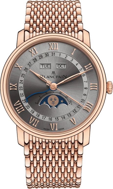 Blancpain,Villeret 40mm,40mm,Red Gold,Grey,Automatic,Moonphase,Month,Date,Day,72hours,In-house Caliber,6654,6654-3613-MMB
