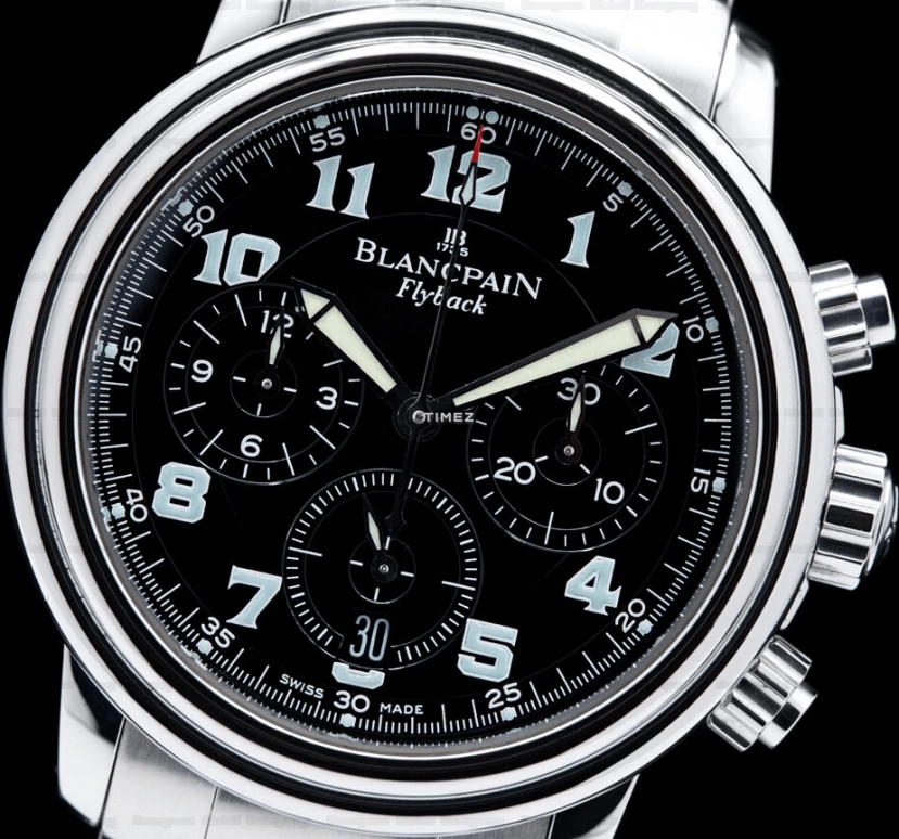 Blancpain,Léman 38mm,38mm,Stainless Steel,Black,Automatic,Chronograph,Day,2185F,2185F-1130-71