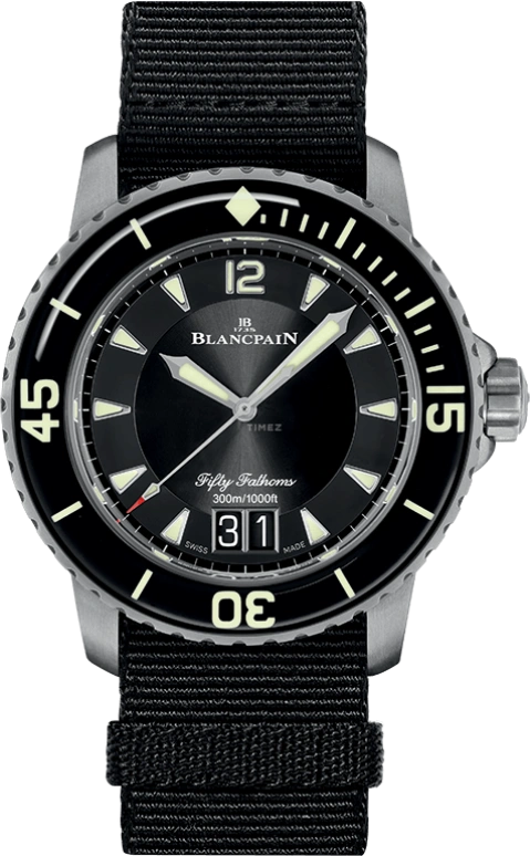 Blancpain,Fifty Fathoms 45mm,45mm,Titanium,Black,Automatic,Big Date,120hours,5050,5050-12B30-NABA