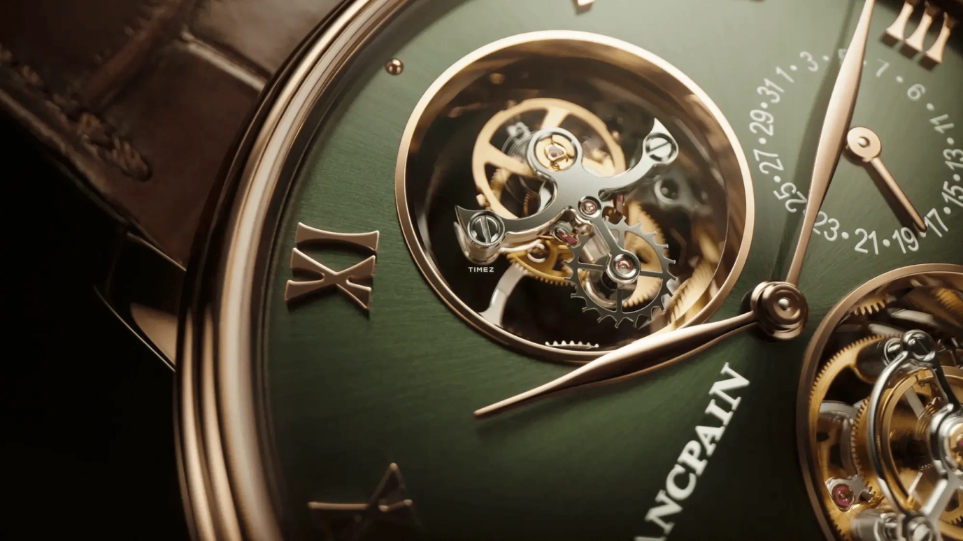 Blancpain,Villeret 44.60mm,44.60mm,Red Gold,Green,Automatic,Day,Tourbillon,2322 3653 55B